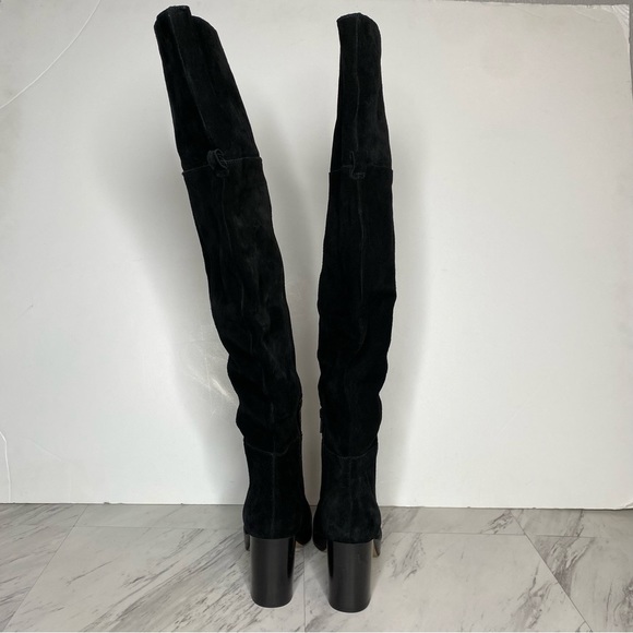 Free People Echo Black Suede Heeled Tall Boot 37 1/2 - Picture 3 of 16